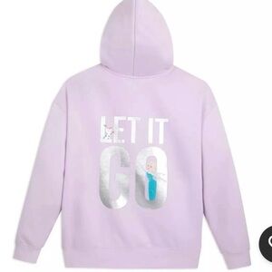 Disney Elsa Let It Go Frozen Purple Fleece Pullover Hoodie Sweatshirt Small